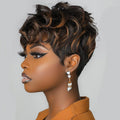 Short Curly Pixie Cut Wig for Women   and girls