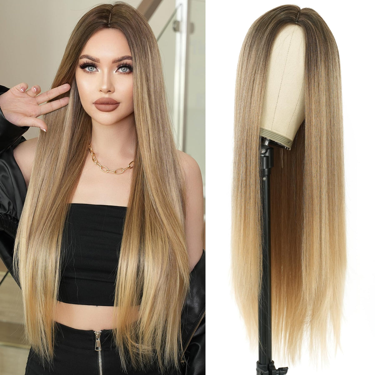 Long Blonde Natural Heat Resistant Ombre Wig