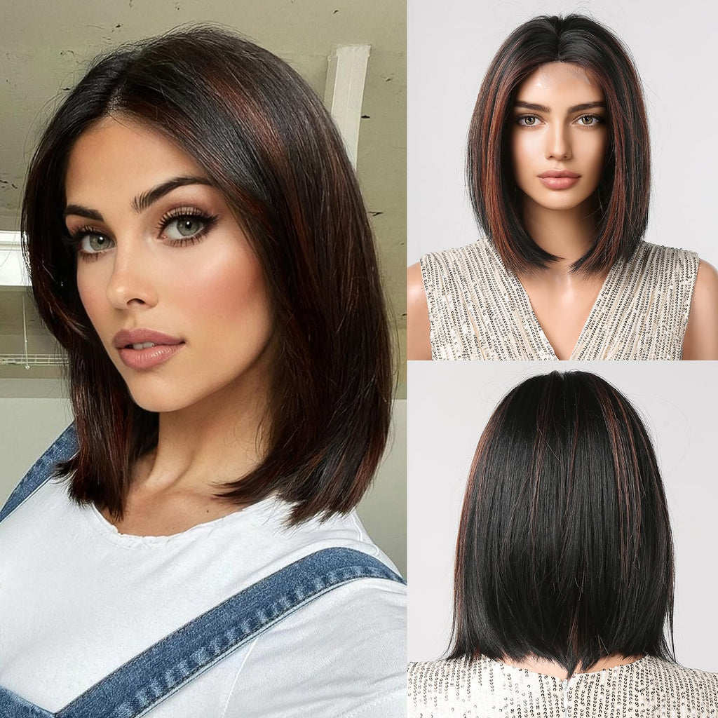 Lace hairline Black Bob Wig for Women and girls