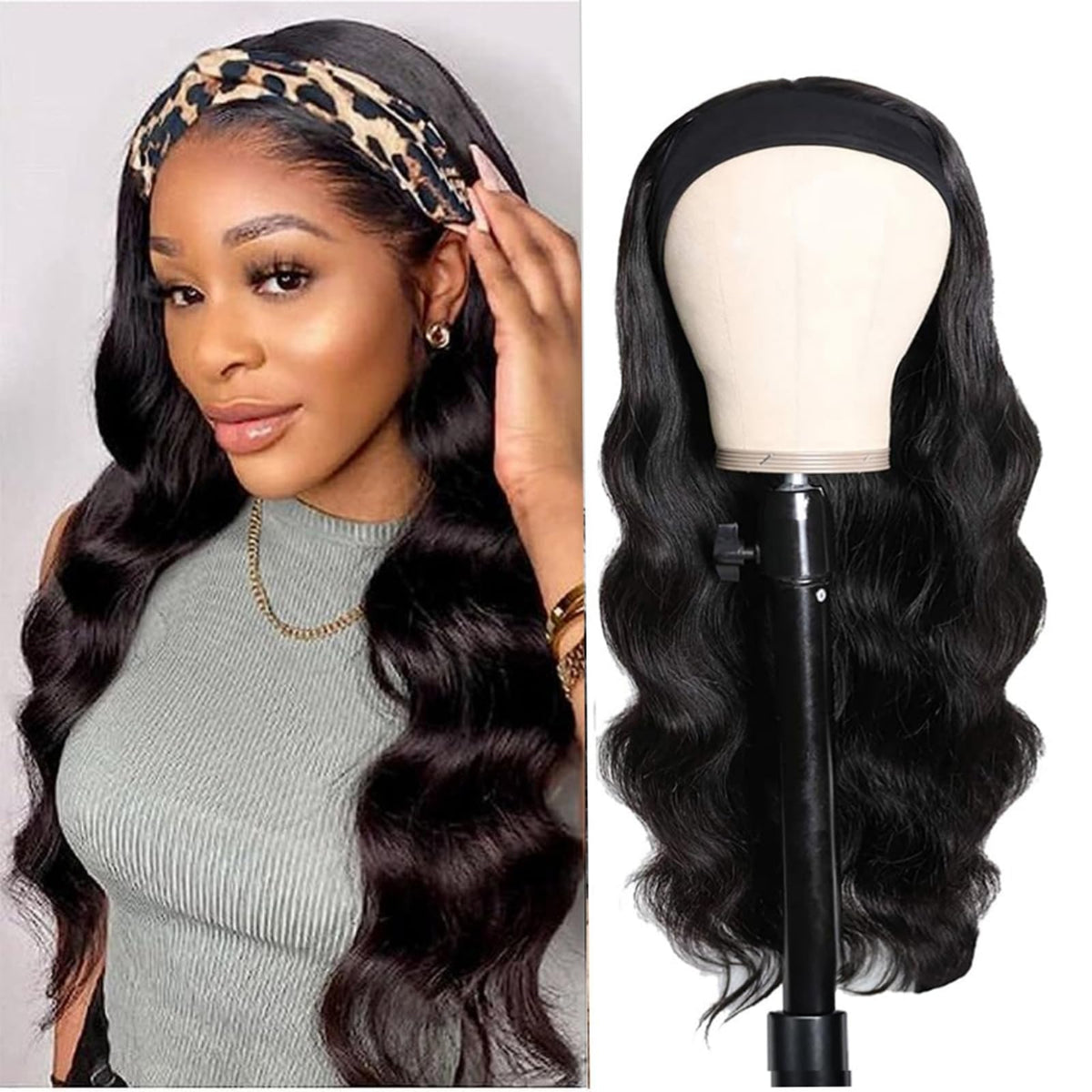 Body Wave Headband Human Hair Wig for Black Women  and girls