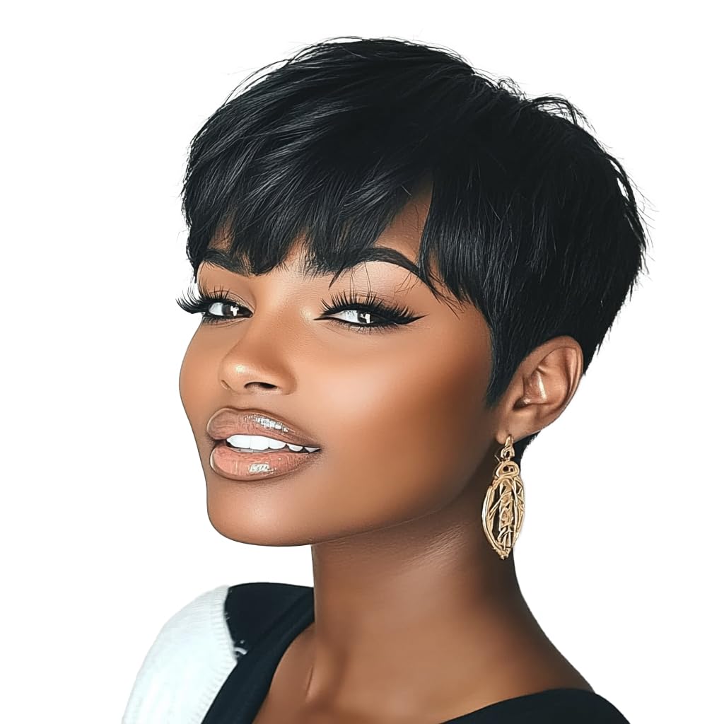 Short Pixie Cut natural Wig for Women and girls