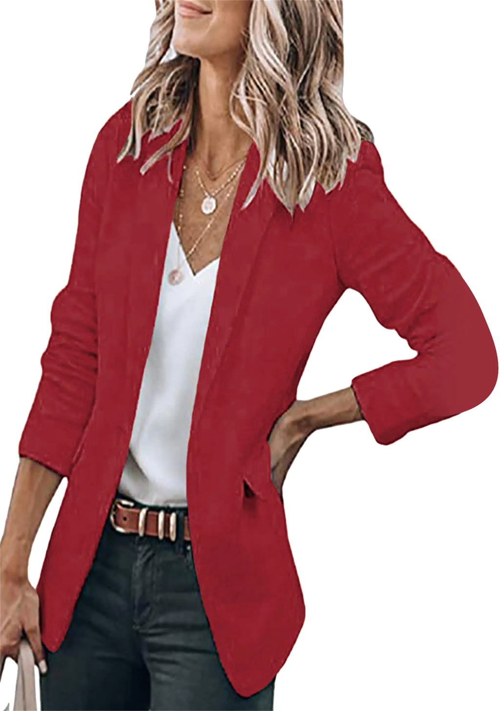 Women Formal Long Sleeve V Neck Blazer