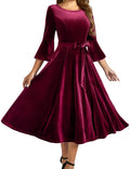 HomRain Velvet Burgundy Dresses
