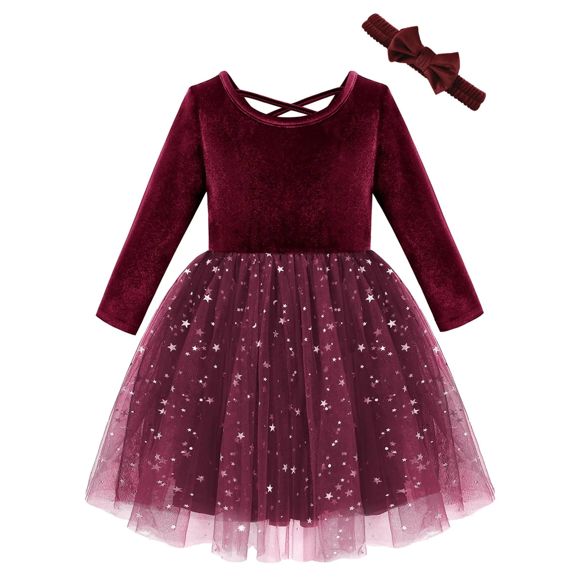 Baby Long Sleeve Tulle Velvet Twirl Dress