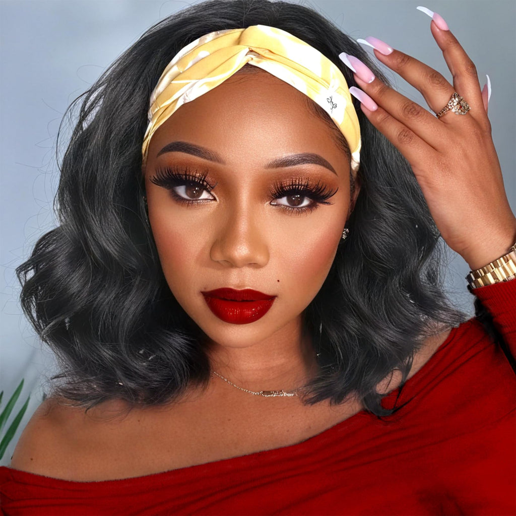 Body Wave Headband Human Hair Wig for Women