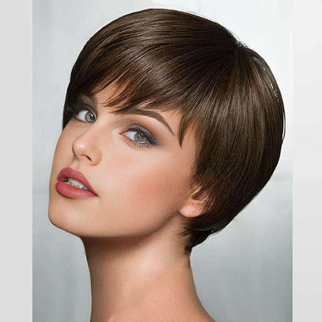 Short Brown Pixie Cut Wig for Women